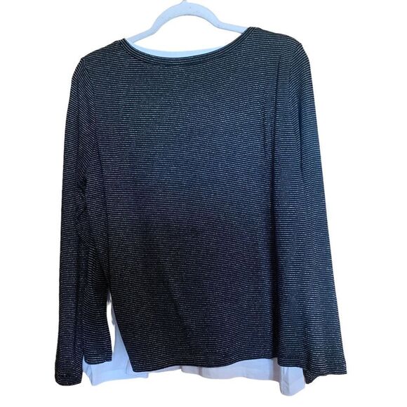 Elliott Lauren Size Medium Multicolor Metallic Stripe Layered Tunic Top Blouse - Picture 5 of 8
